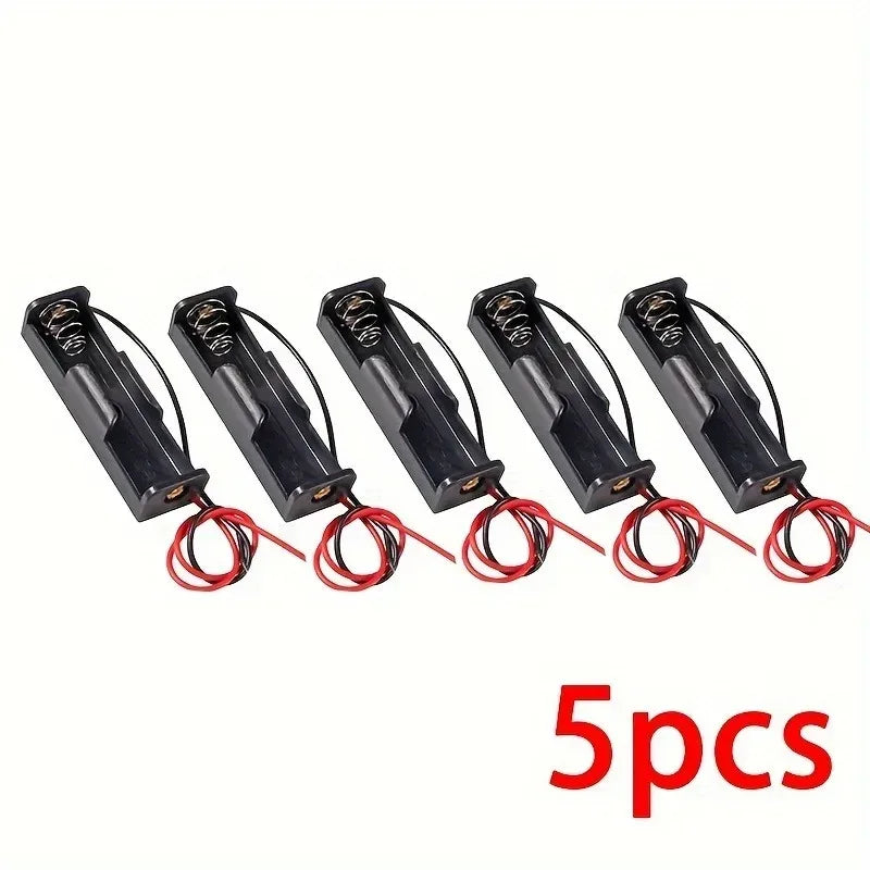 5pcs 18650 Power Bank Cases 1X 3.6V-4.2V 18650 Battery Holder Storage Box Case 1 Slot Battery Container with Wire Lead