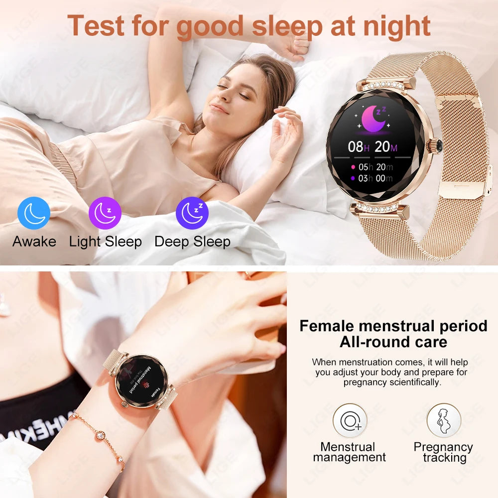 LIGE Fashion Ladies Smart Watch NX7 Pro AMOLED Screen Health Monitoring BT Call Female Women Sport Fitness Tracker Smartwatch
