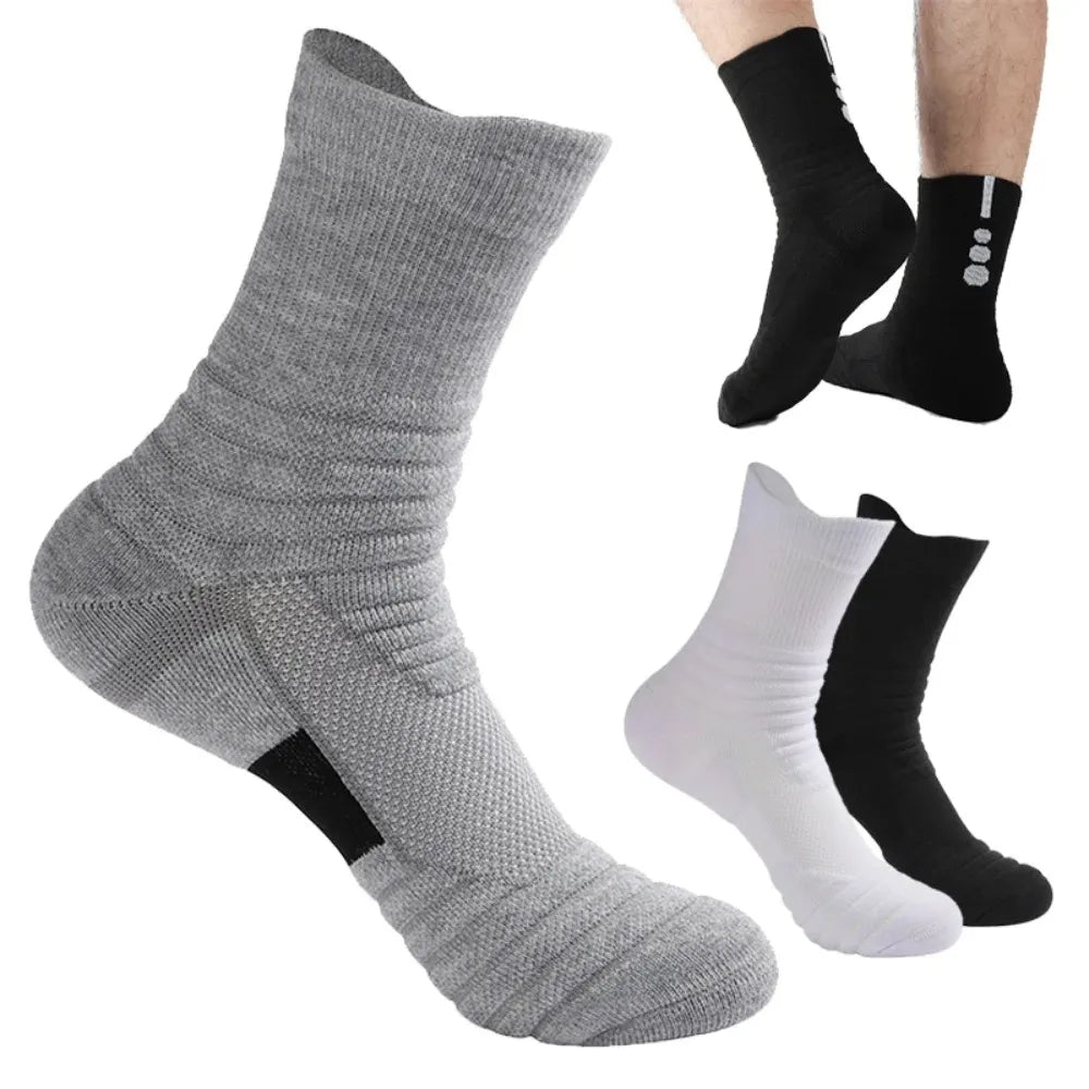 3 Pairs Men's Comfort Fit Cushion Performance Athletic Crew Socks For Outdoor Sports