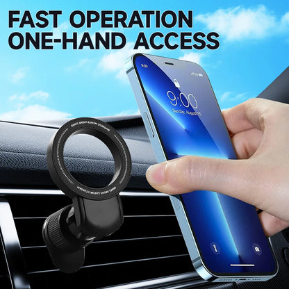 Universal Magnetic Car Phone Holder Air Vent Mount 360 Rotation Strong Suction Stable Anti-Shake One-Hand Access Compact Design