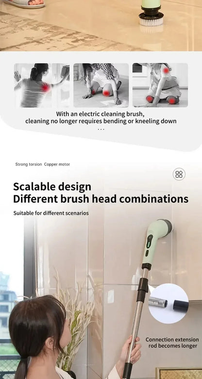 Cordless Multifunctional Electric Cleaning Brush - Spin Scrubber Portable Toilet Mop for Kitchen & Bathroom