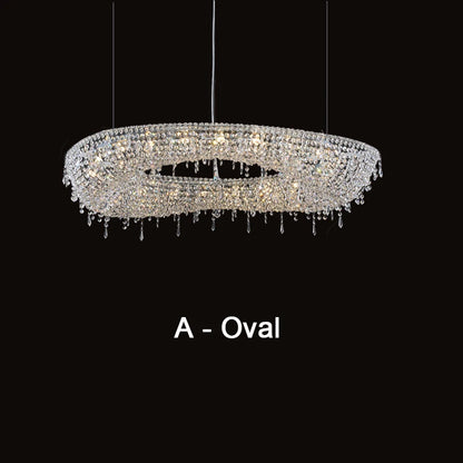 2025 Modern Luxury Round Oval Crystal Chandelier For Living Dining Room Chrome Luster LED Pendant Lights Hotel Duplex Villa Lamp