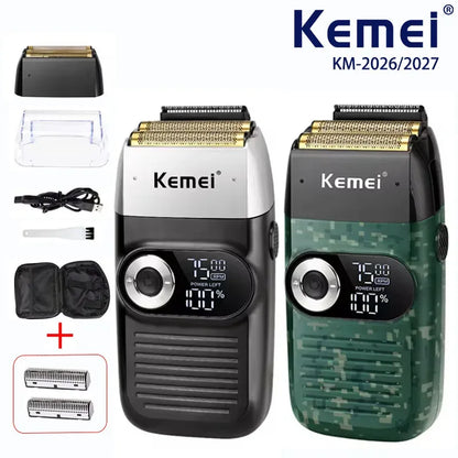 Kemei Original Multi-functional 2 In 1 Electric Shaver Rechargeable LCD Digital Display Reciprocating Razor For Men KM-2026 2027