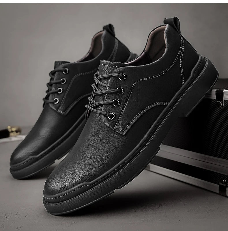 Spring Autumn Casual Men Retro Leather Shoes 2023 Fashion British Style Anti-skid Chaussure Homme Cuir Luxury Brand Designer