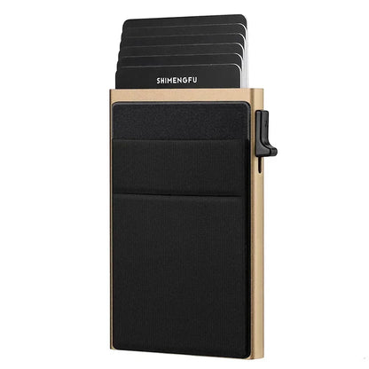 Slim RFID Blocking Metal Wallet for Men - Minimalist Smart Magic Card Case Holder with Protection for Bank ID and Credit Cards