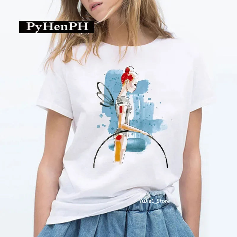 Gymnast Dancer T Shirt  Fashion Gymnast Artistic Gymnastics Printed T-shirt for Women Parent-child Clothing Oversized T Shirt
