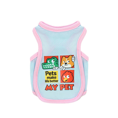Summer Dog Clothes - Ice Silk Cooling Vest for Pets, Breathable Mesh Puppy Tank Top with Fun Animal Prints, Anti-Heat & UV Prote