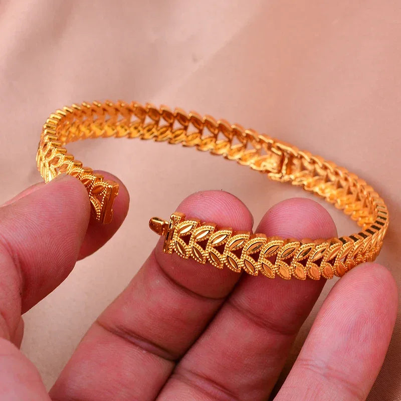Gold Plated Italian Luxury Bracelet for Men Women,Wedding Fashion Bangles Party Valentine's Day Gift