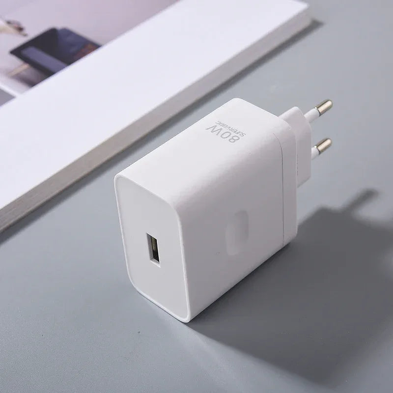 Oneplus 80W Supervooc Charger EU/US Fast Charge Adapter Usb Type C Cable for One Plus 1+ 12R 10 9 8 7 7T Pro Ace 2 Nord 2T Ace 3