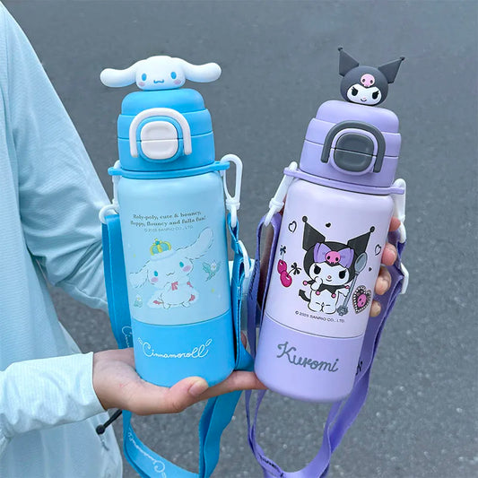 1pc Kuromi Stainless Steel Cute Insulated Cup - 500ML with Crossbody Strap, Portable Water Bottle for Outdoor Sports by PDG ibma