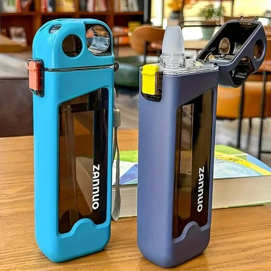 350ml Plastic Water Bottle Leak-proof Square Cup Sports Bottle with Lockable Lid and Measurements for Outdoor Sports Travel Cup by PDG ibma