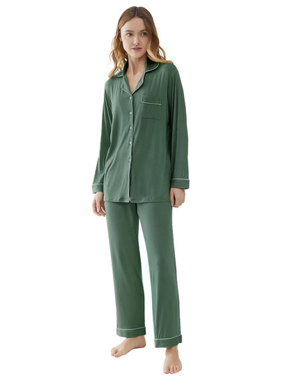 Joyaria Pajama Sets Women Long Sleeve Sleepwear Button Down Pj Pants Set Soft Bamboo Female Night Suit PJS Women Pyjamas Femmes
