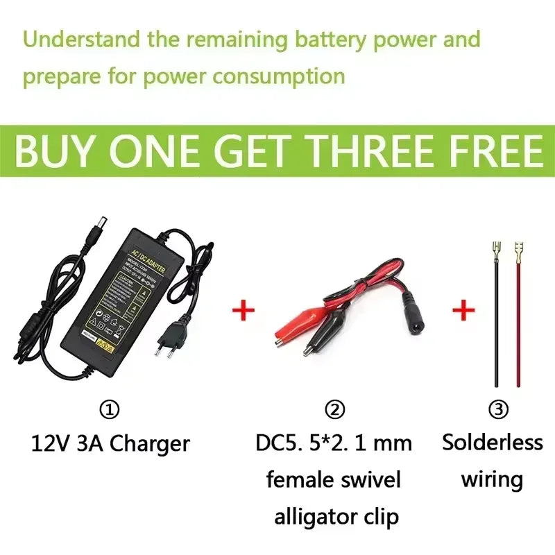 12V Li-ion Battery Pack 50Ah/40Ah/30Ah/20Ah A+ 18650 Battery Pack Long-lasting for Sprayer,Children's Toy Car,Scale,Solar Energy