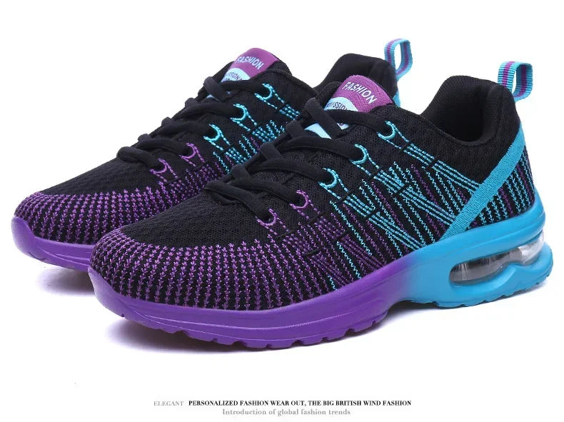 Women's Knitted Running Shoes Colorful Design Breathable Mesh Comfortable Bright Colors Shoes Outdoor Fitness Jogging Walking