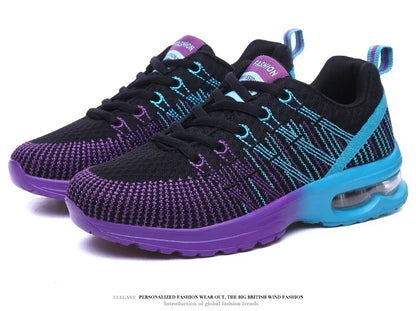 Women's Knitted Running Shoes Colorful Design Breathable Mesh Comfortable Bright Colors Shoes Outdoor Fitness Jogging Walking