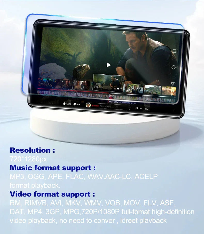 MP3 MP4 HIFI Stereo Player 3.97-inch 1080P HD Full-Screen Touch with Bluetooth and 2.4G/5G WiFi FM Radio Recording Ebook