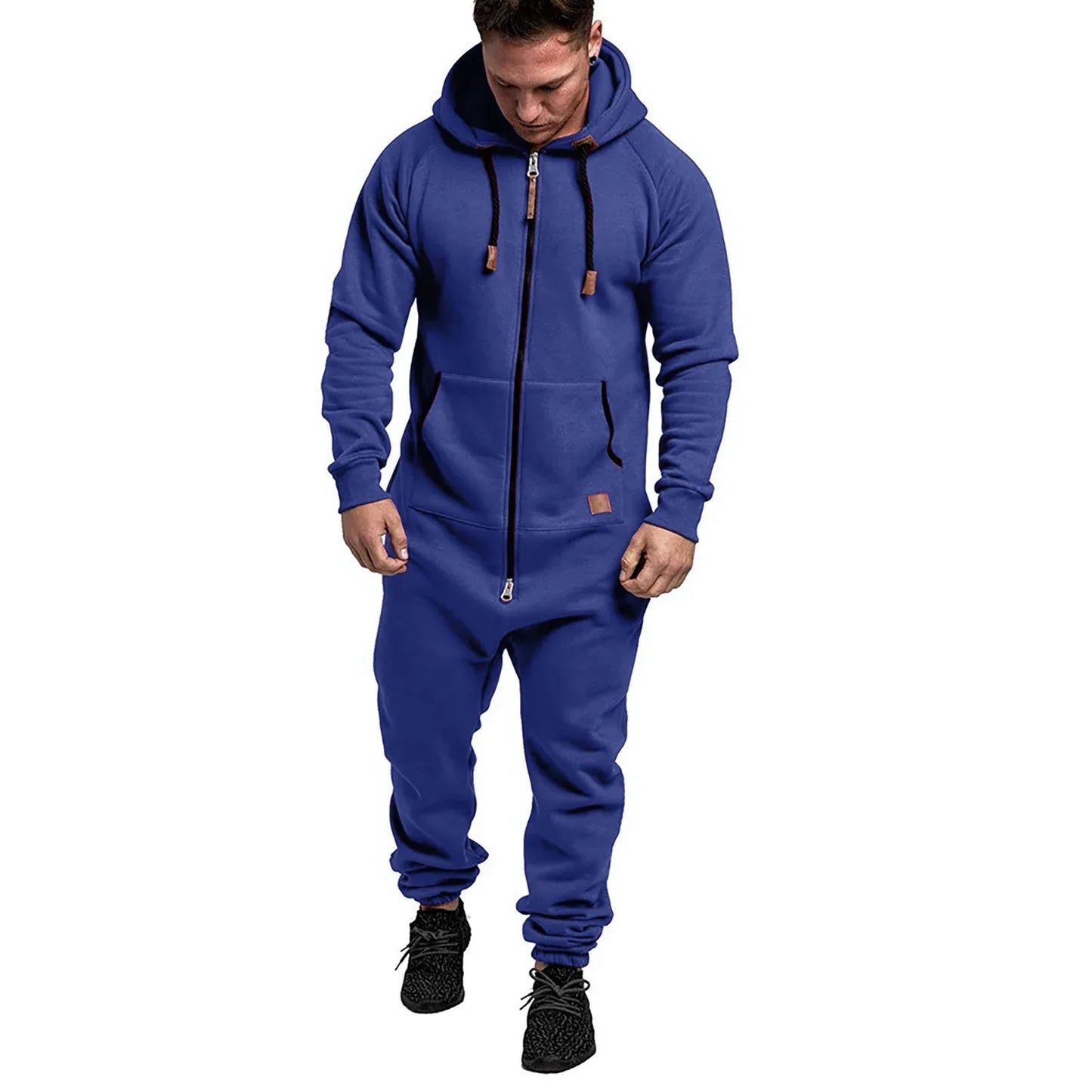 New Custom Design Jumpsuit Pajamas Long-sleeved sports pants solid color splicing casual sweater men's zipper hoodie