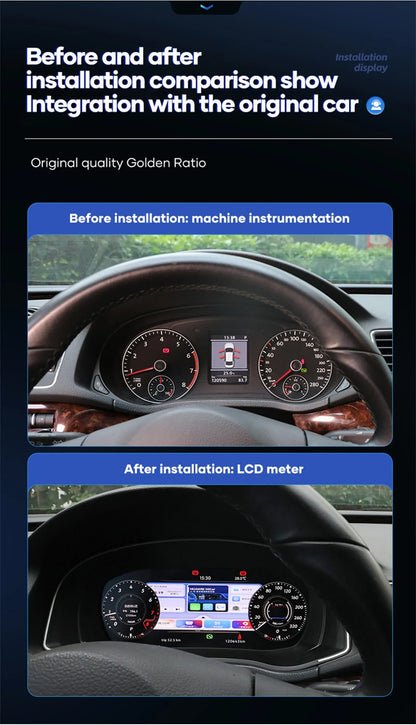12.3'' LCD Digital Instrument Cluster for Volkswagen Maiden B6 B7 CC 2007 8 9 10 11 Years Ntg4.5 Car Radio Dashboard Cockpit