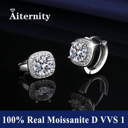 Fine Jewelry Pass Diamond Tester Pen Moissanite Hoop Earrings For Women With GRA S925 Sterling Silver For Women Ear Clasps