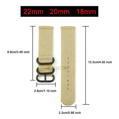 Nylon Watch Band Waterproof Ballistic Nylon One- Military Watch Straps for Men & Women Choice of Color & Width 18mm, 20mm, 22mm