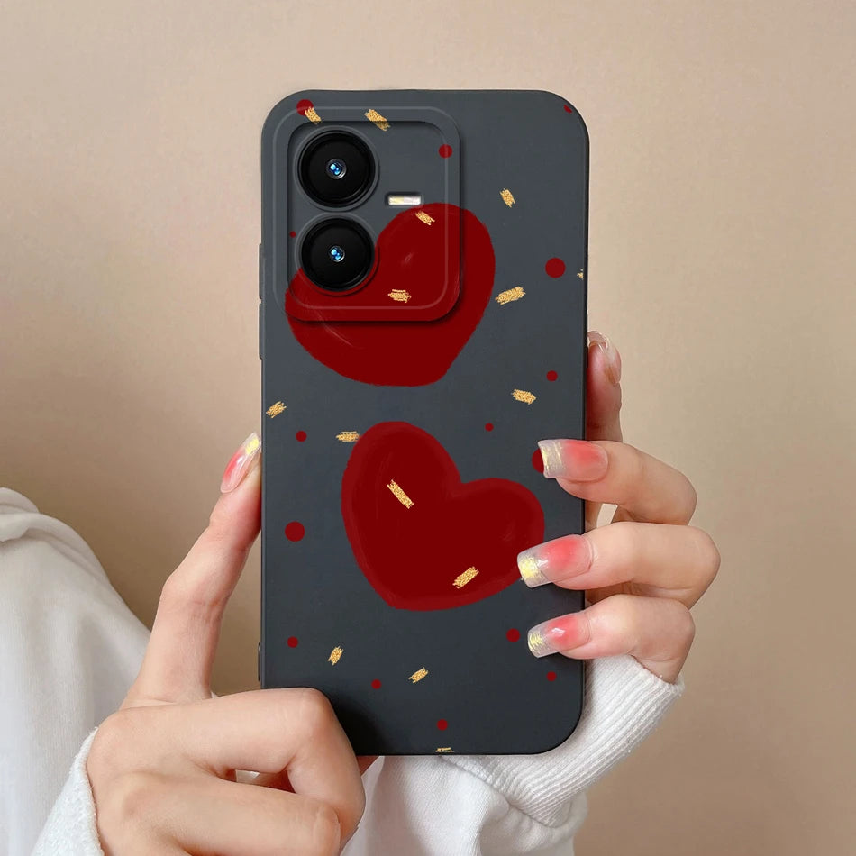 Case For Vivo Y22 Y22S Cover Camera Lens Protector For Vivo Y 22 Soft Liquid Silicone Cartoon Phone Back Covers For Women Man