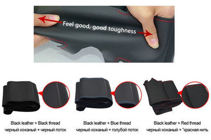 Car Accessories Hand Stitched Perforated Artificial Leather 2006-2008 Ibiza (6L) 2007 Steering Wheel Cover For Seat Leon (Mk2) by PDG ibma