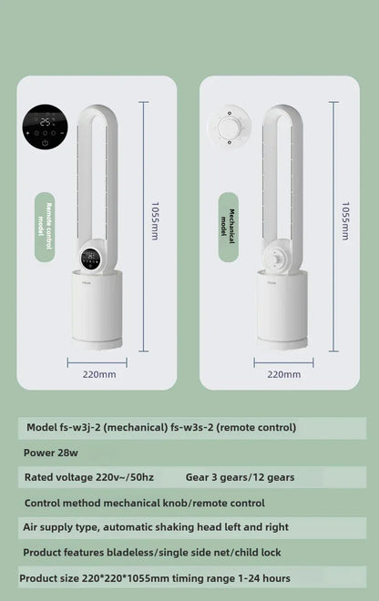 12-Speed Touch Control Bladeless Fan‌ Removable Washable Grille Tip-Over Protection Energy Efficient Cooling Tower Living Rooms