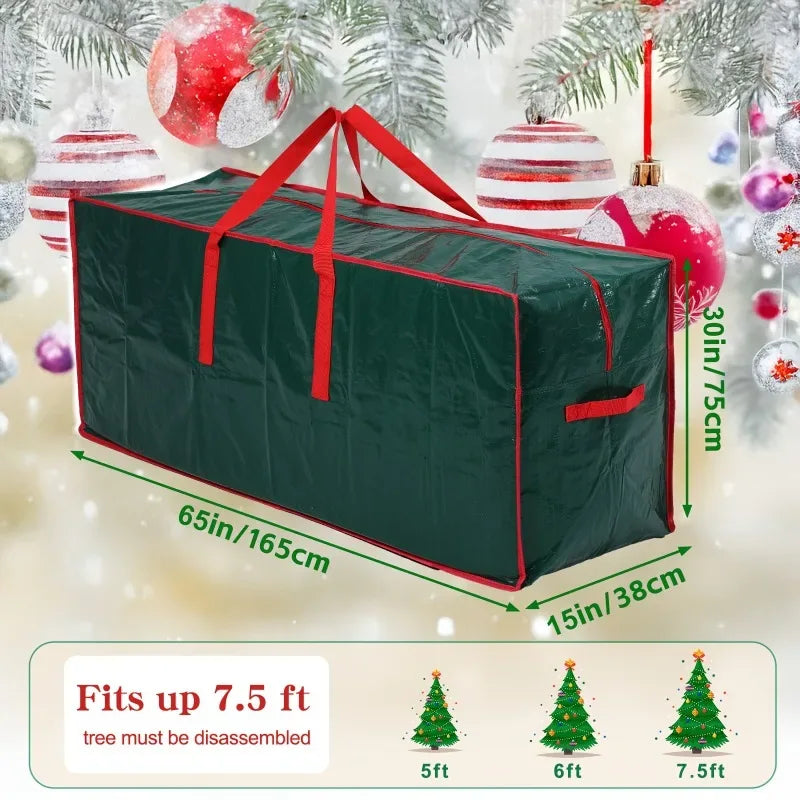Christmas Tree Storage Bag for Up to 228.6cm Disassembled Trees with Reinforced Handles & Dual Zipper Dust & Moisture Protection