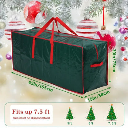 Christmas Tree Storage Bag for Up to 228.6cm Disassembled Trees with Reinforced Handles & Dual Zipper Dust & Moisture Protection
