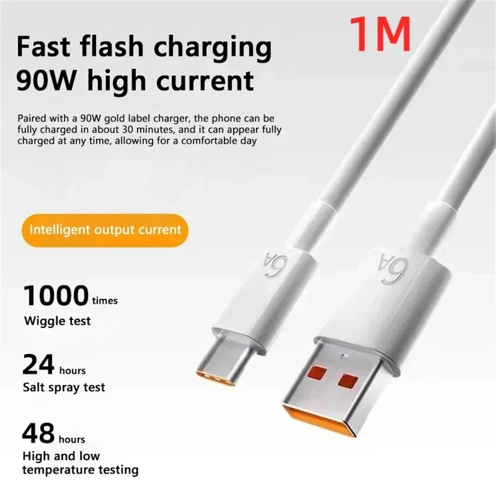 90W Fast Charger For Universal USB Charging Power Adapter USB To Type C Quick Charging Cable Accessories Wall USB Charger