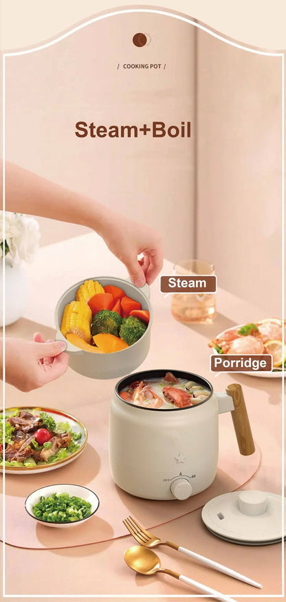 1.2L Electric Cooker Student Dormitory Low Power Noodle Cooker Multifunction Pot Portable Travel Mini Electric Hot Pot 200W