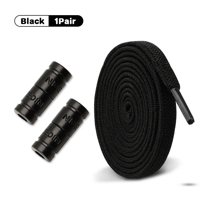 Elastic Laces Sneakers No Tie Shoe laces Colorful Capsule Lock Shoelaces Without ties Kids Adult 0.6cm Flat Shoelace 1Pair/2Pair