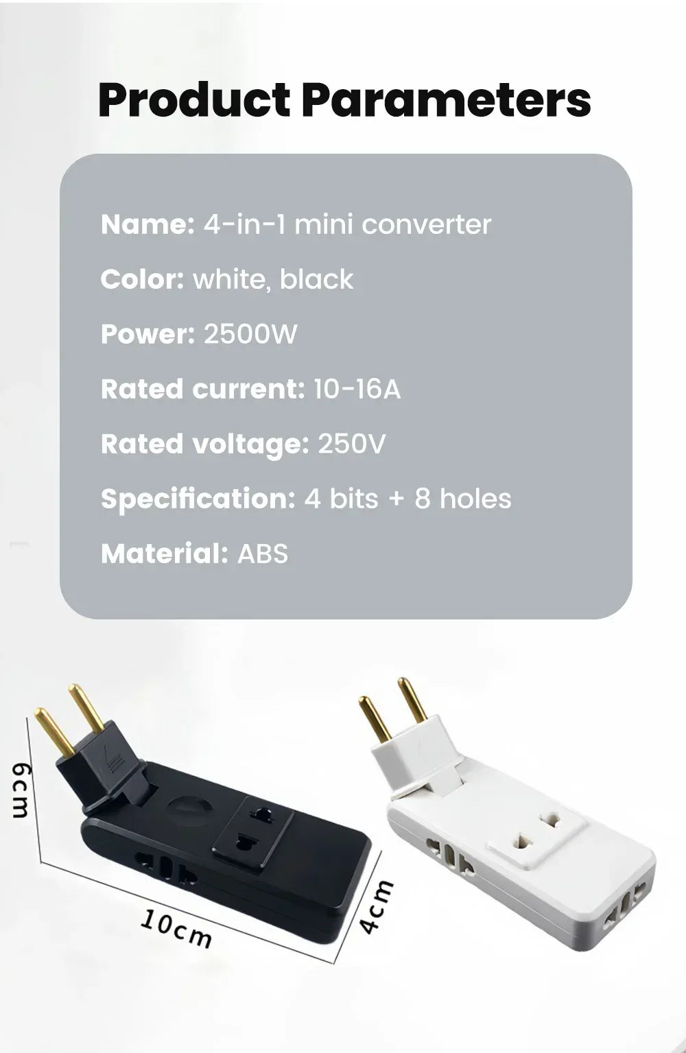 Protable Travel Power Converter Wall Outlet Plug Adaptors 4 in 1 EU 4.8MM Extension Chargers Adapter 180° Rotation Plug Adapter