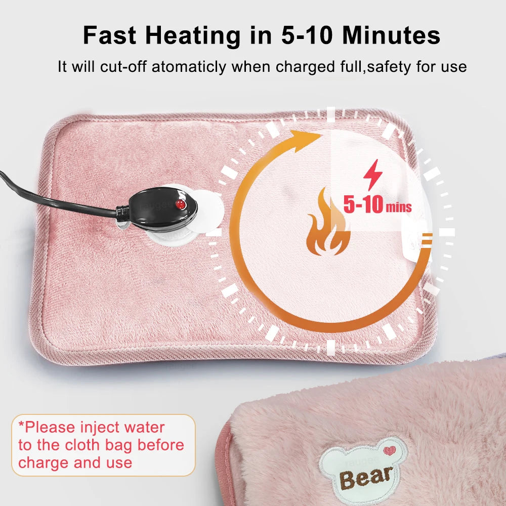 Hand Warmer Electric Hot Water Bag Soft Plush Hand Warmer Portable Heated Gloves Handwarmers Winter Hand Warmer 220V EU Plug