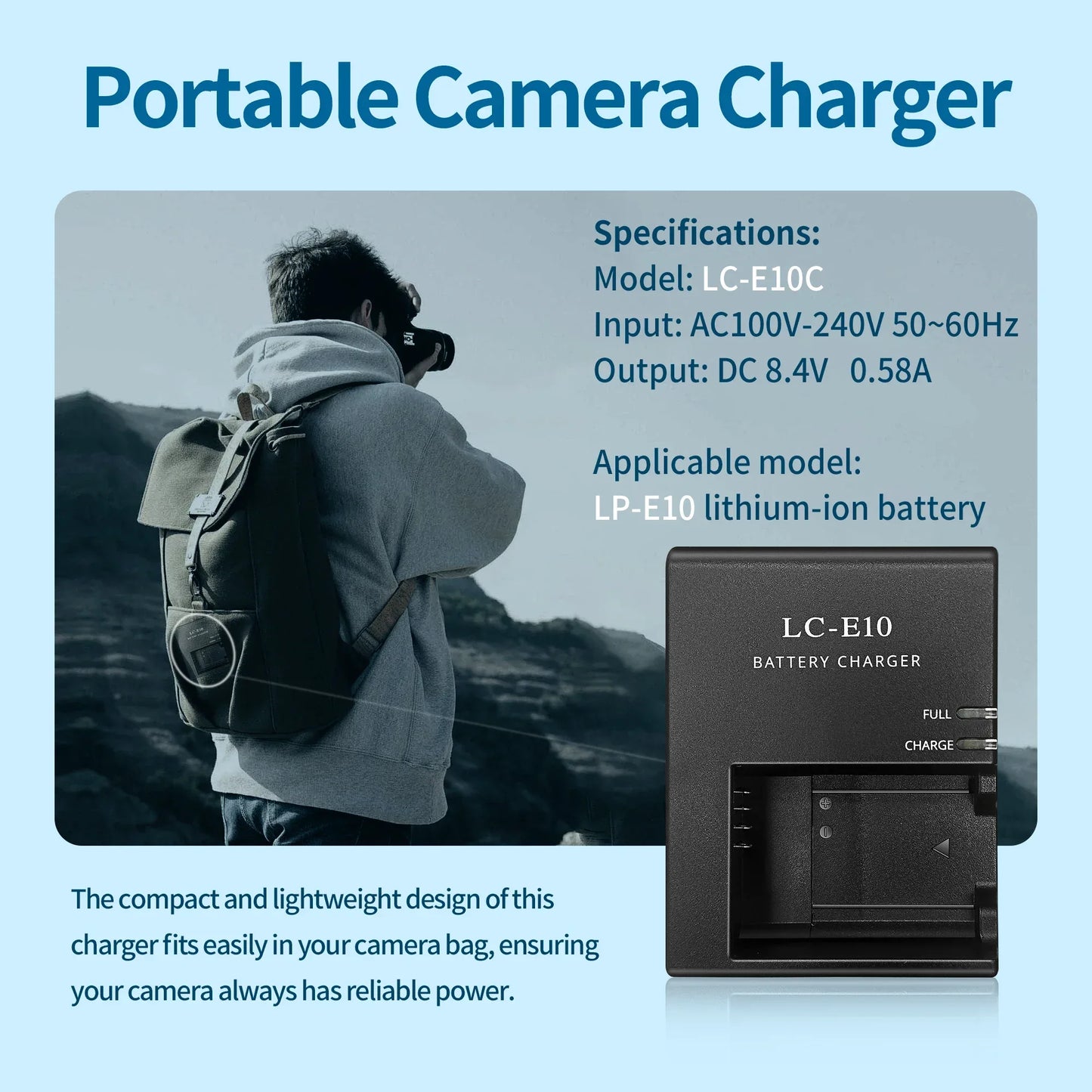 LC-E10/E LC-E10C LP-E10 BATTERY CHARGER For Canon LP-E10 EOS 1100D kiss X50 Rebel T3 EU Standard Plug