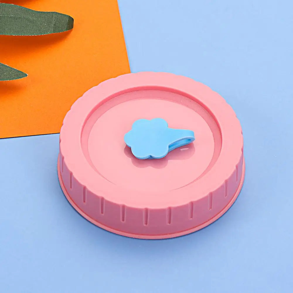 1/4Pcs Cute Universal Mason Jar Lids With Straw Hole 70mm Diameter Storage Wide Mouth Leak Proof Kitchen Supplies
