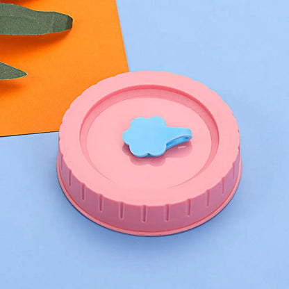 1/4Pcs Cute Universal Mason Jar Lids With Straw Hole 70mm Diameter Storage Wide Mouth Leak Proof Kitchen Supplies