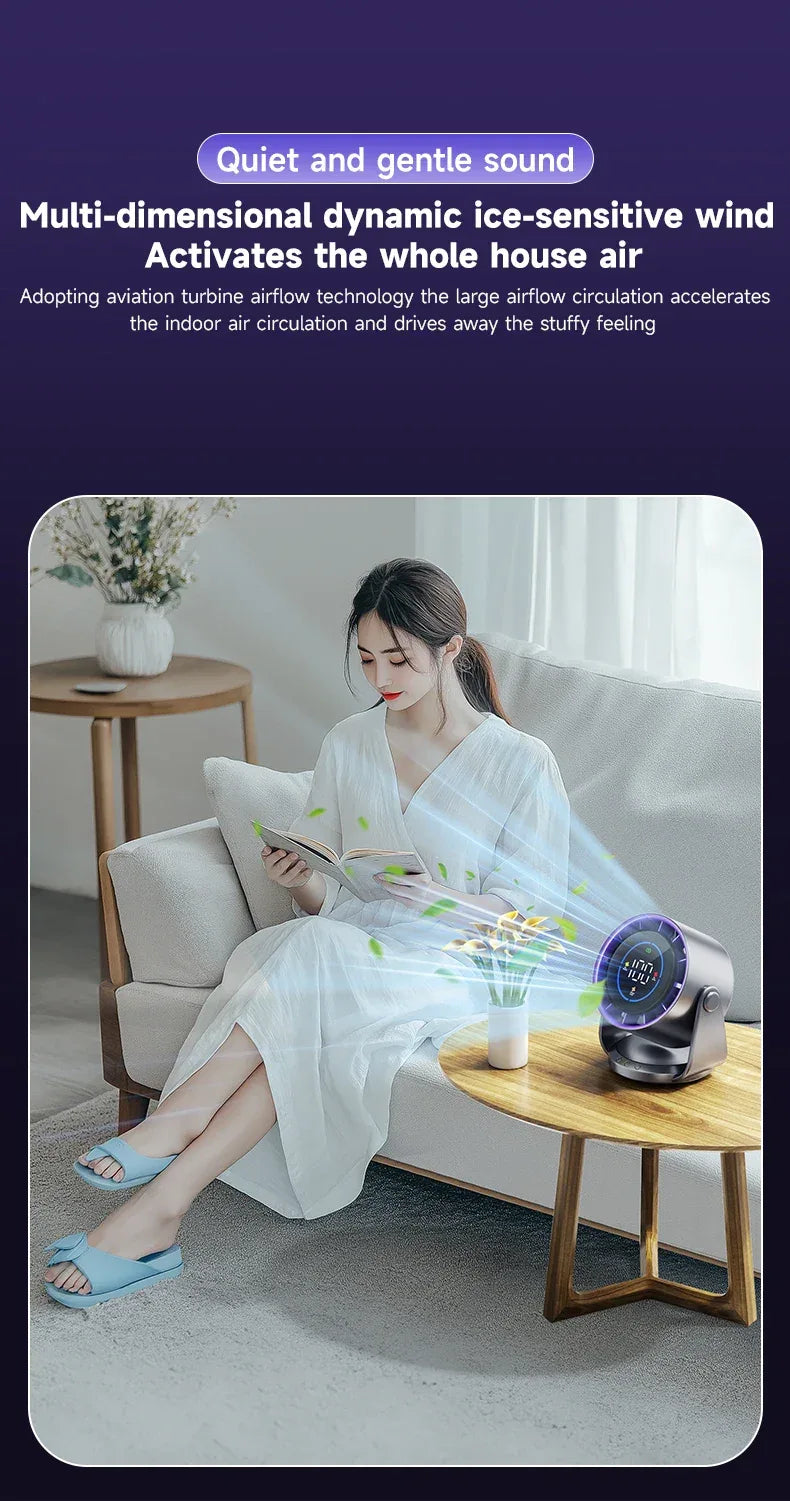 Rechargeable Portable Desktop Fan Digital Multi-Speed Cooling Fan for Indoor Outdoor Home Office Use