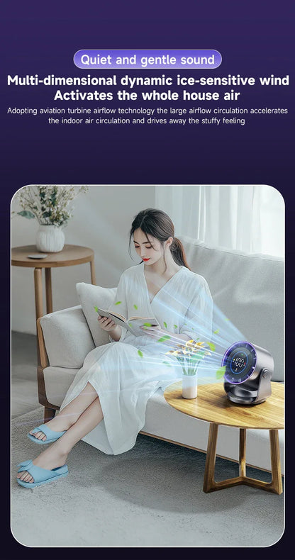 Rechargeable Portable Desktop Fan Digital Multi-Speed Cooling Fan for Indoor Outdoor Home Office Use