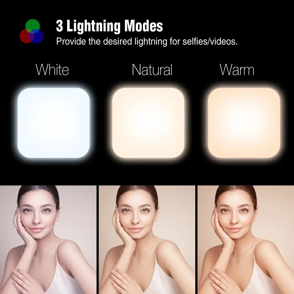 Mini Rechargeable Selfie Fill Light - 3 Color Modes, Adjustable Brightness, Clip-on LED Light for Mobile Phones & Computers