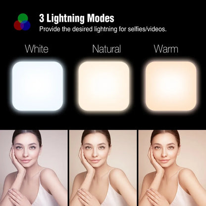 Mini Rechargeable Selfie Fill Light - 3 Color Modes, Adjustable Brightness, Clip-on LED Light for Mobile Phones & Computers