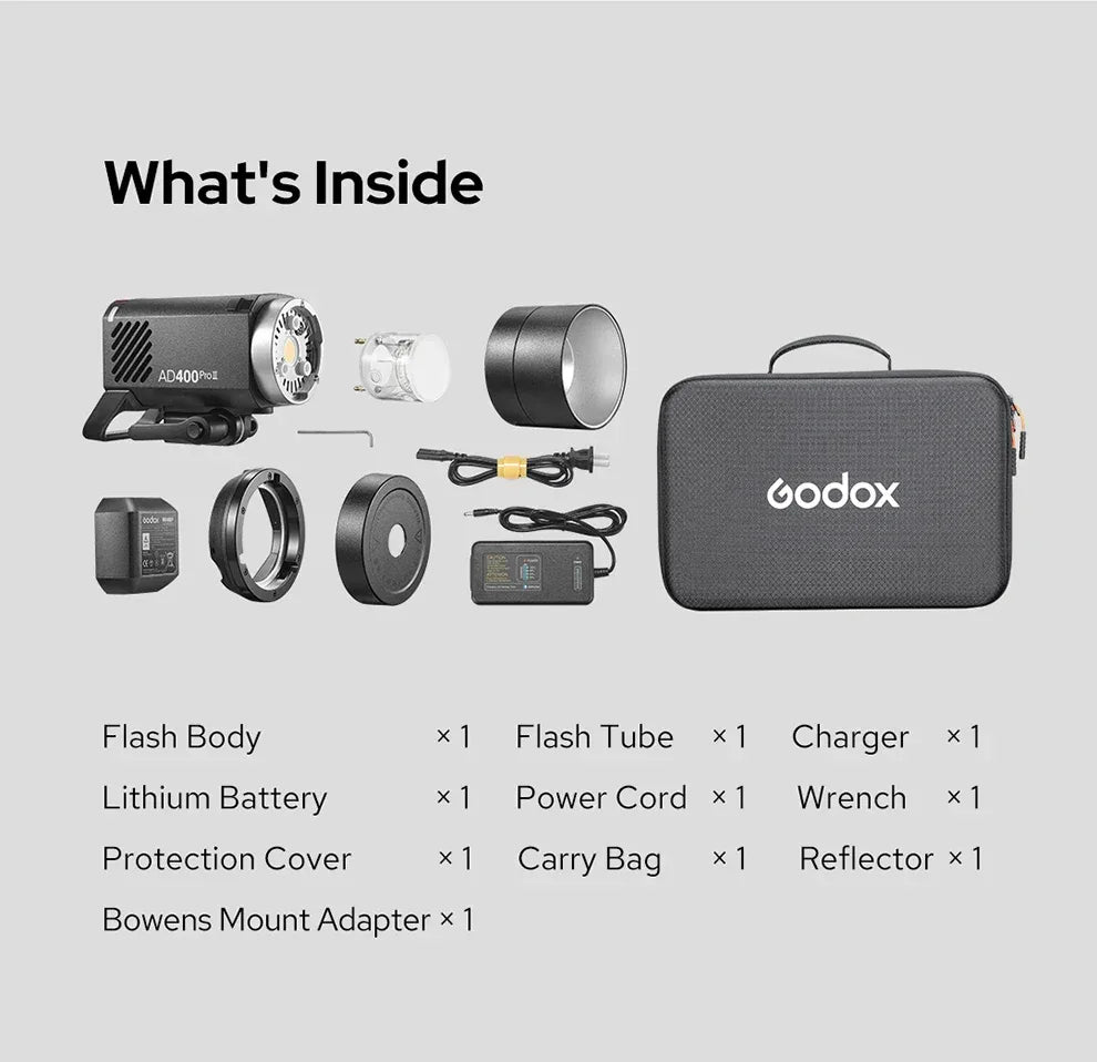 Godox AD II Series Out-door TTL Flash AD100/200/300/400/600PROII For Nikon Canon Sony Fuji Olympus LED Modeling Lamp