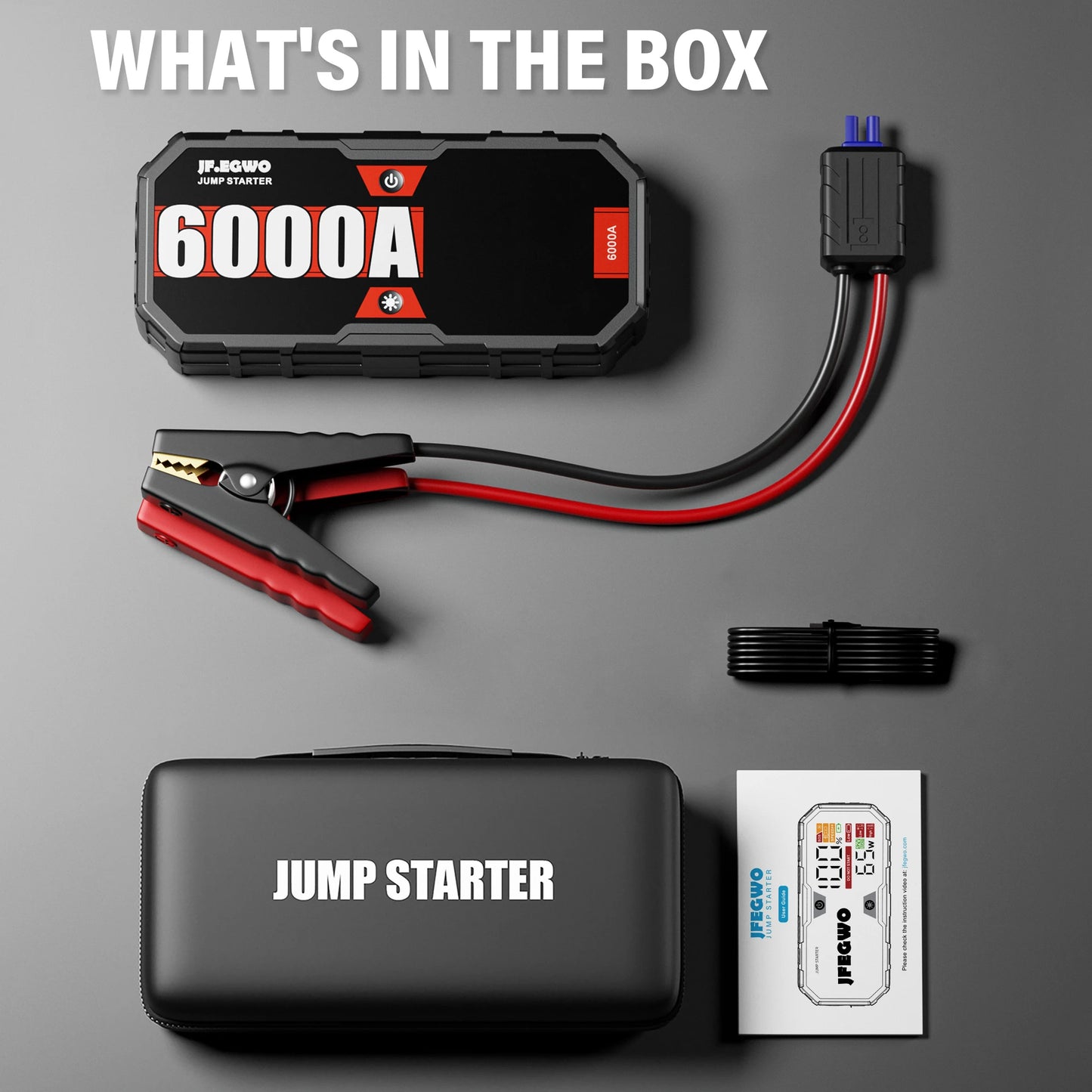 Car 6000A Portable Jump Starter With Power Bank Fast Charge PD65W 12V Auto Battery Charger Booster Starting Device