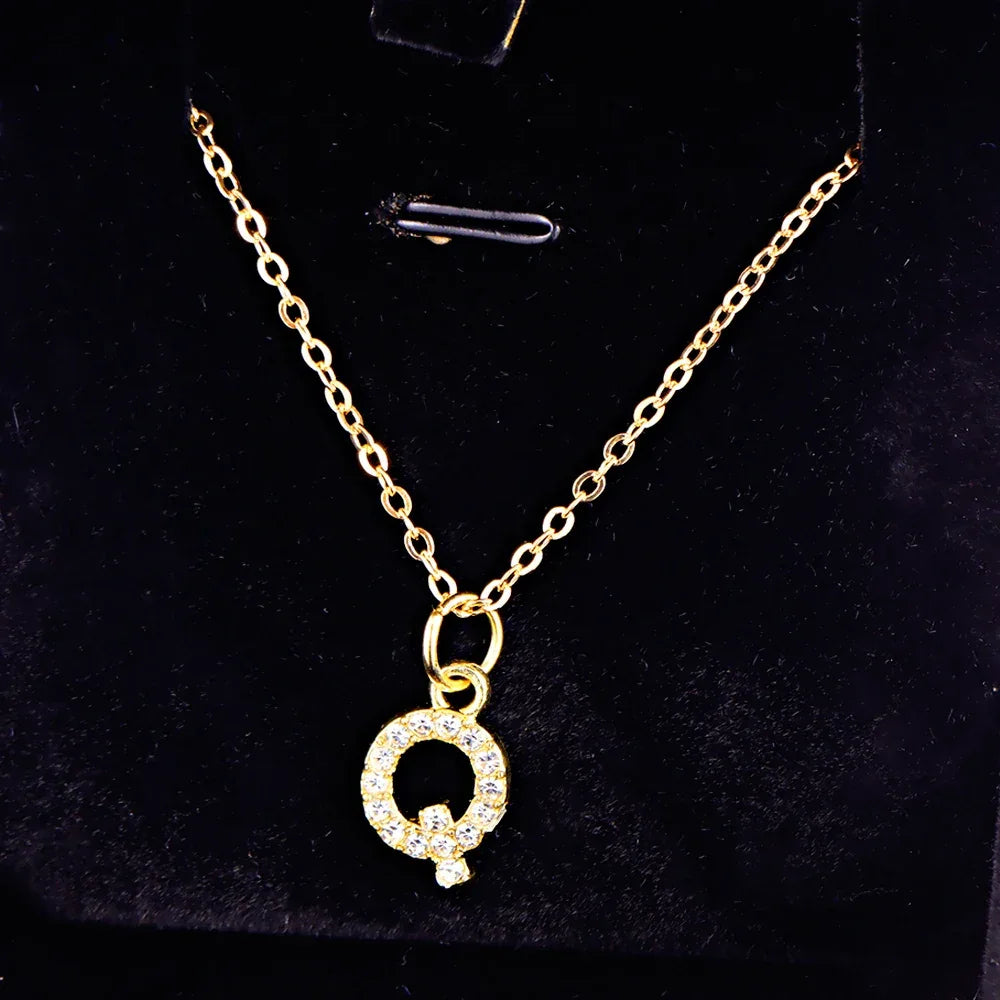 Kpop Shining A-Z Letter Pendant Charm Necklace 26 Initial Alphabet Name Golden Clavicle Chain Party Valentine's Day Jewelry Gift