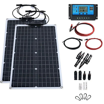 2000W Solar Energy System 110V/220V 4000W Solar Panel Inverter Glass 12V Battery Charging Controller For Home/Outdoor Use