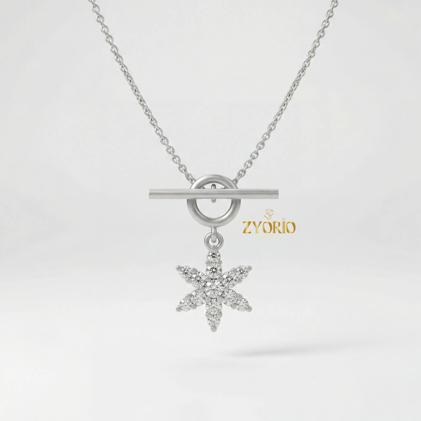 Radiant Star Diamond Pendant Necklace 925 Sterling Silver Luxury Jewelry For Women