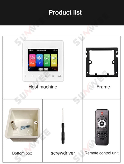 Home Audio System 86 Type Bluetooths Wall Amplifier Hotel AUX TF Sound Background Music Control Panel Optional Ceiling Speakers