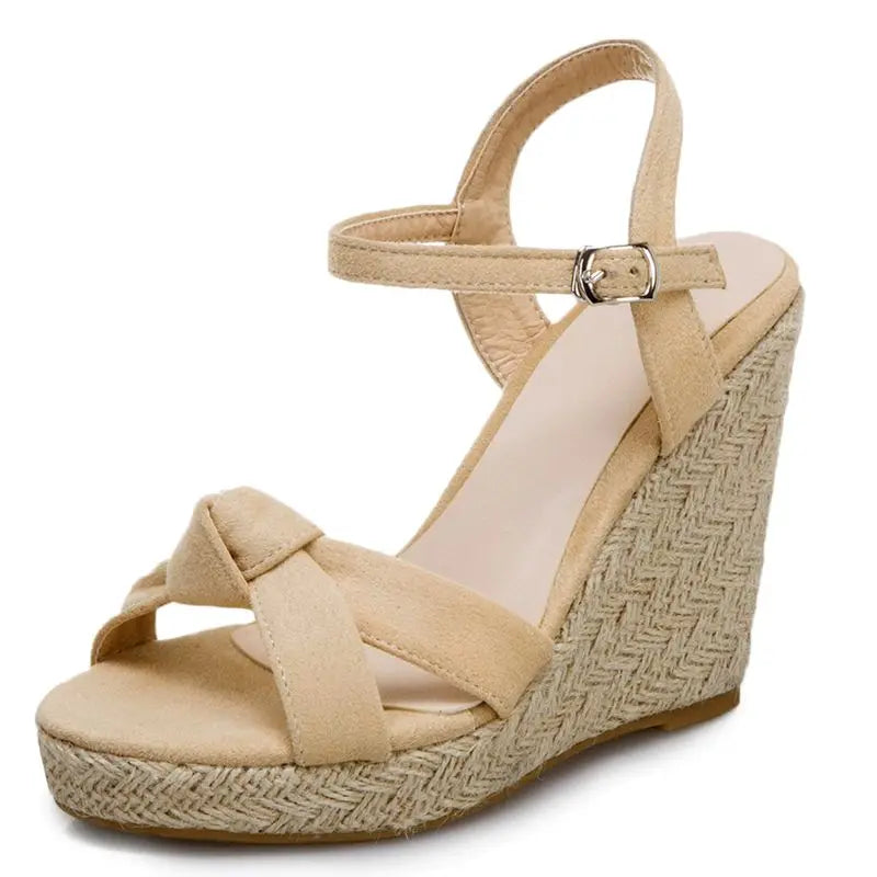 REAVE CAT Brand Women Sandals Open Toe Flock Suede Wedges 11cm Platform Buckle Strap Big Size 44 45 46 Soft Leisure Daily Shoes
