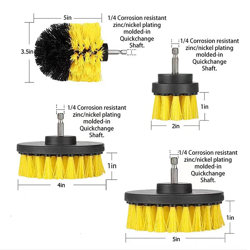 Electric Scrubber Grill Brush Kit 2/3.5/4'' Power Cleaning Brush for Car Bathroom Floor, Tub Shower Grout Nylon Attachments