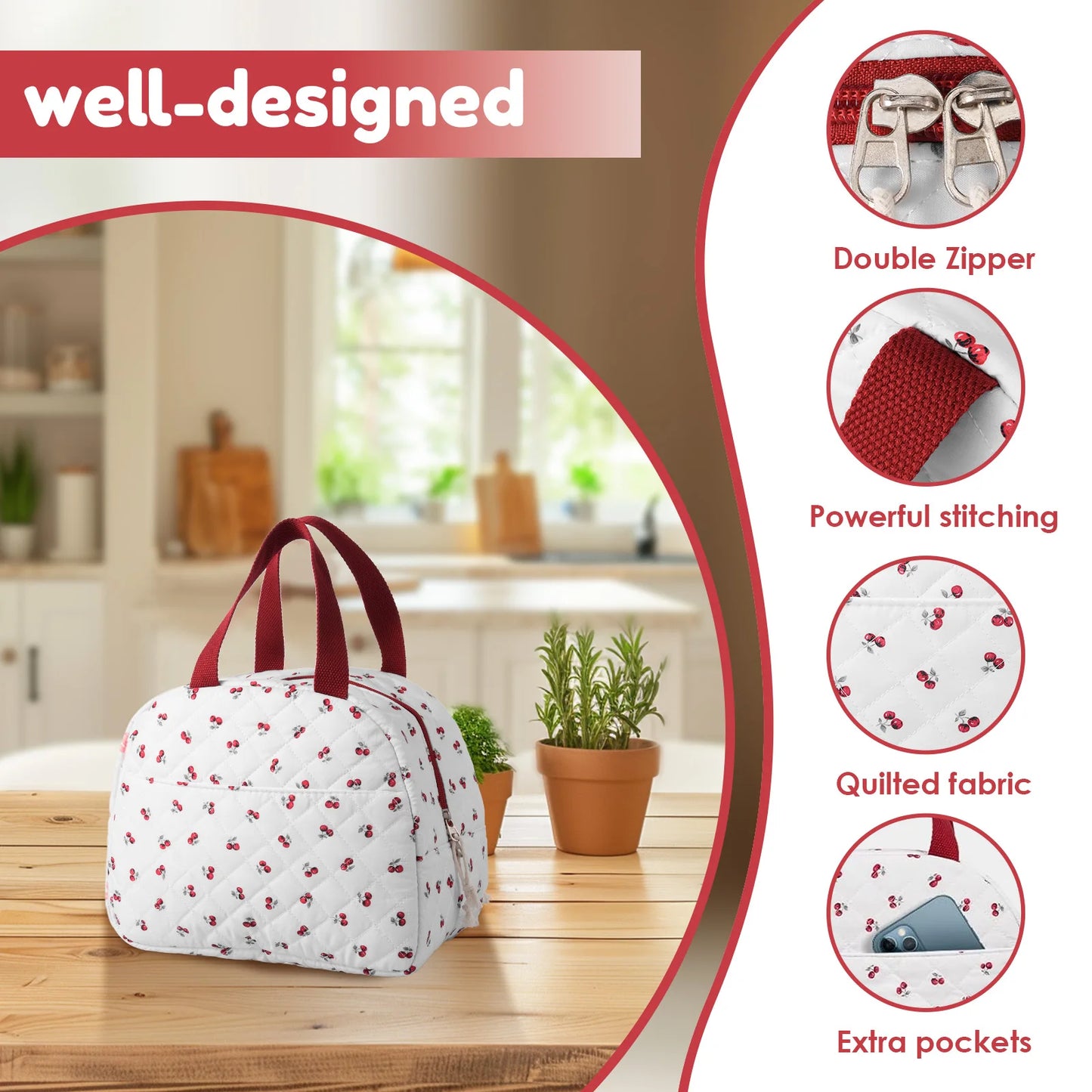 7L Portable Lunch Bags Thermal Insulation Lunch Box With Double Zipper Lunch Storage Bag Large Capacity School Picnic Handbag